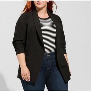 Torrid Women’s Black Studio Crepe Classic‎ Shawl Collar Blazer Size 1/1X